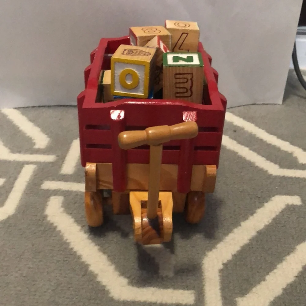Vintage Wooden Wagon with Blocks